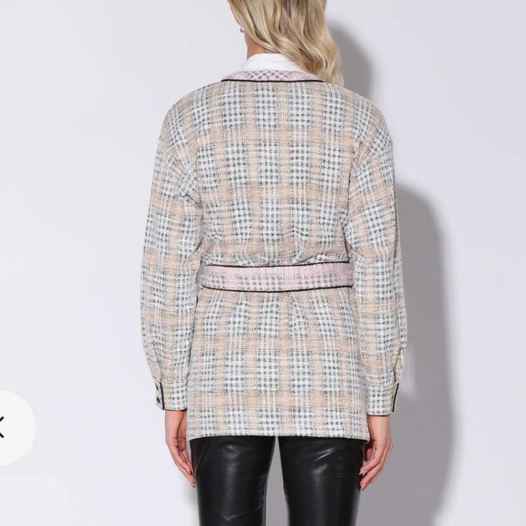 Walter Baker Tracey Belted Knit Tweed Cardigan Size Large - Picture 5 of 9